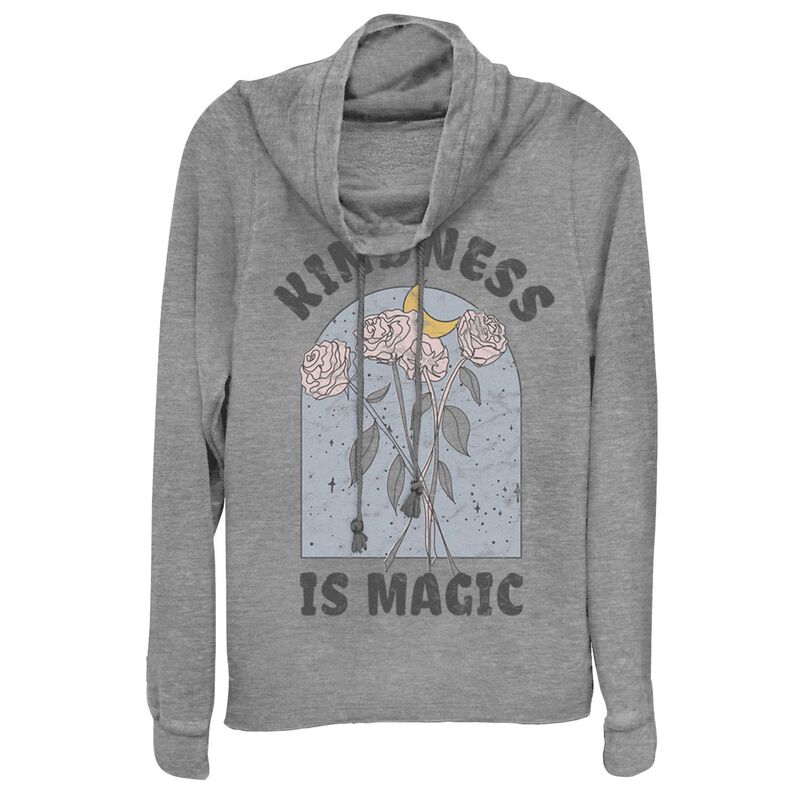 アンブランデッド レディース トップス Tシャツ フラワー柄 フラワー グラフィック Unbranded Juniors' Kindness Is Magic Floral Cowlneck Graphic Lightweight Long Sleeve Gray Heather グレー｜ReVida 店