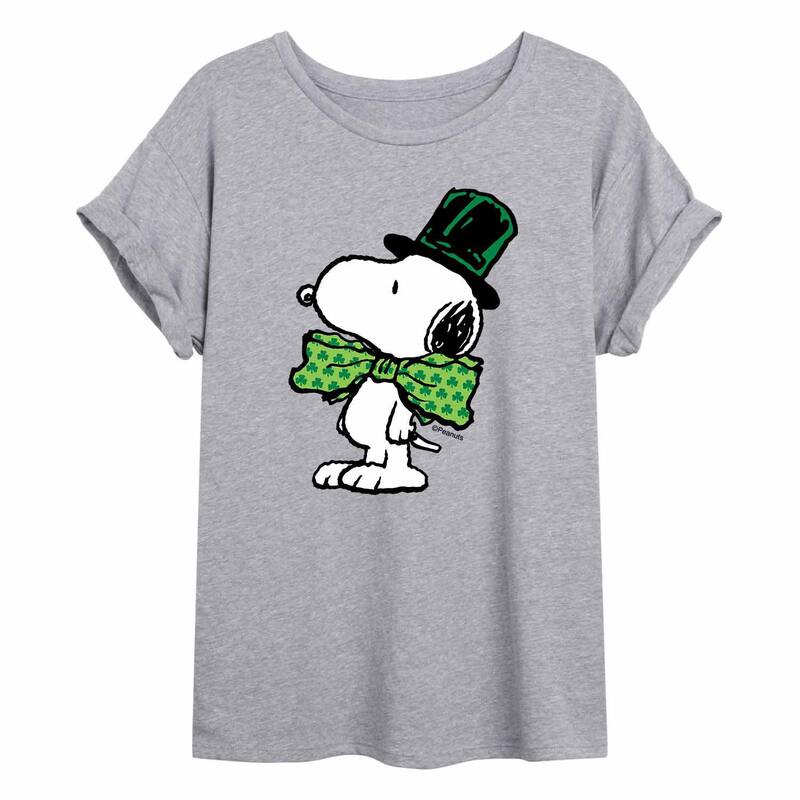 アニメキャラクター レディース トップス Tシャツ Licensed Character Juniors' Peanutsnoopy St. Patrick's Day Tee Grey グレー 6,360円