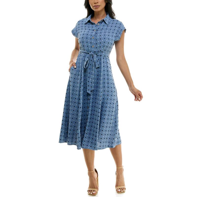 ニナレオナルド レディース トップス ワンピース シャツ Women's Nina Leonard Collared Button Front Shirt Dress Denimulti デニム