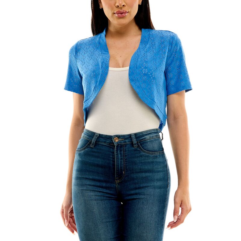 ニナレオナルド レディース トップス Tシャツ ニット Women's Nina Leonard Eyelet Knit Bolero Waterfall