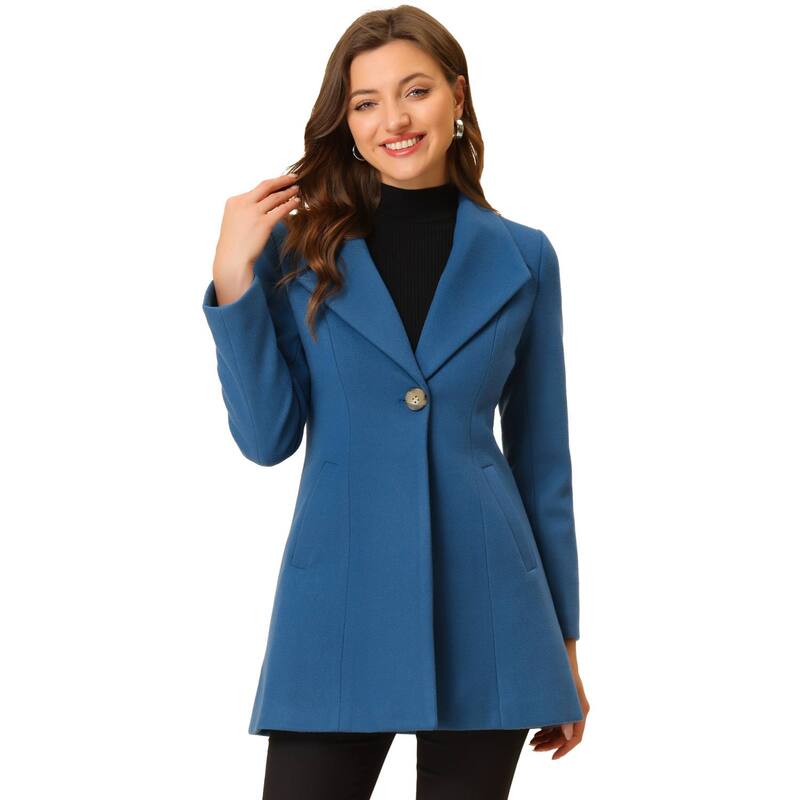 アレグラ ケー レディース アウター 上衣・上衣 厚地の外套 ALLEGRA K Women\u0027shawl Collar Button Casualong Overcoat Grey Blue 薄墨色