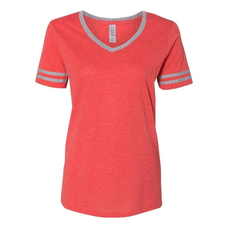 フロソ レディース トップス Tシャツ Vネック Floso Jerzees Women ´ s Varsity Triblend V-neck T-shirt Fiery Red Heather ヘザー