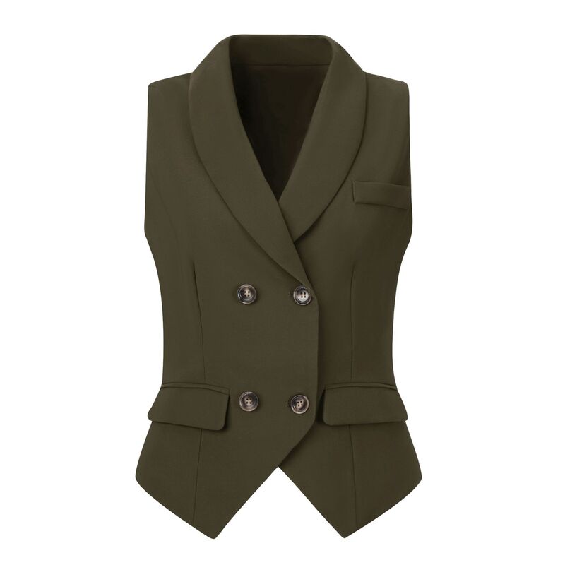 アレグラ ケー レディース アウター ジャケット・ブルゾン ノースリーブ コート ALLEGRA K Women'shawlapel Sleeveless Button Racerback Suit Waistcoat Army Green グリーン|ReVida 店