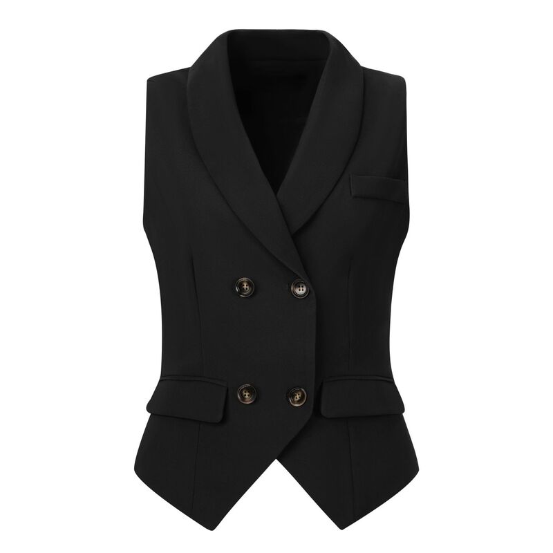 アレグラ ケー レディース アウター ジャケット・ブルゾン ノースリーブ コート ALLEGRA K Women'shawlapel Sleeveless Button Racerback Suit Waistcoat Black ブラック|ReVida 店