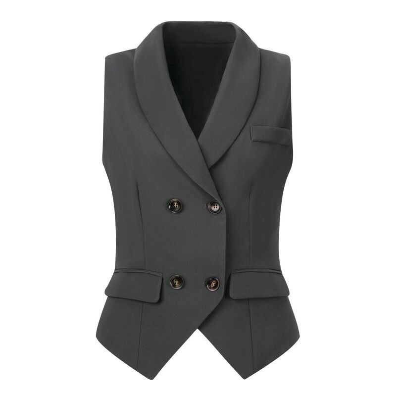 アレグラ ケー レディース アウター ジャケット・ブルゾン ノースリーブ コート ALLEGRA K Women'shawlapel Sleeveless Button Racerback Suit Waistcoat Dark Gray グレー
