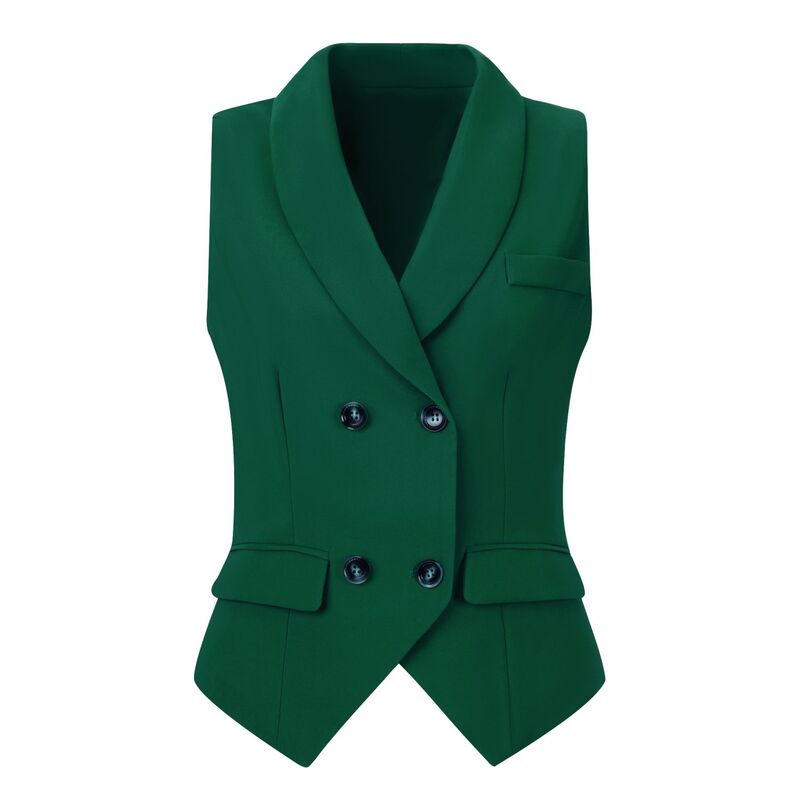 アレグラ ケー レディース アウター 上衣・上衣 ノースリーブ 厚地の外套 ALLEGRA K Women\u0027shawlapel Sleeveless Button Racerback Suit Waistcoat Dark Green 緑であること コート・ジャケット-レディースファッション