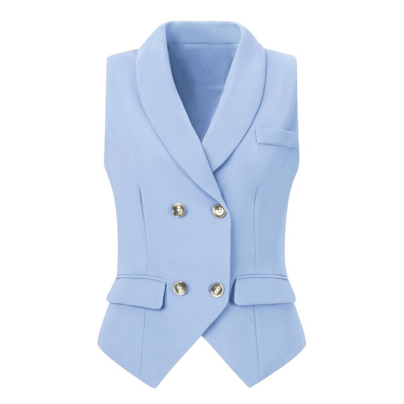 アレグラ ケー レディース アウター ジャケット・ブルゾン ノースリーブ コート ALLEGRA K Women'shawlapel Sleeveless Button Racerback Suit Waistcoat Light Blue ブルー｜ReVida 店