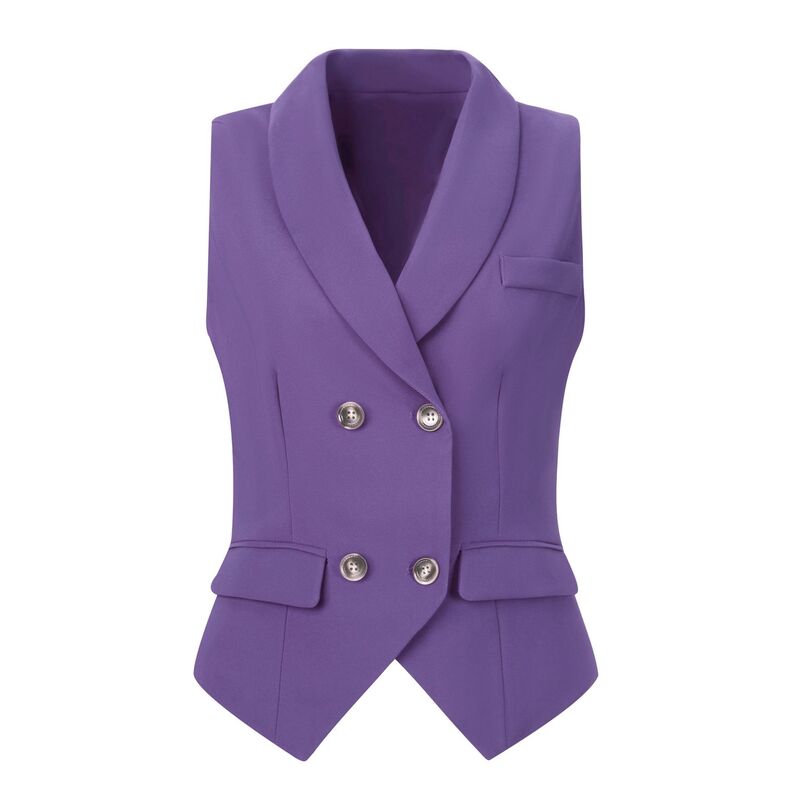 アレグラ ケー レディース アウター ジャケット・ブルゾン ノースリーブ コート ALLEGRA K Women'shawlapel Sleeveless Button Racerback Suit Waistcoat Purple パープル