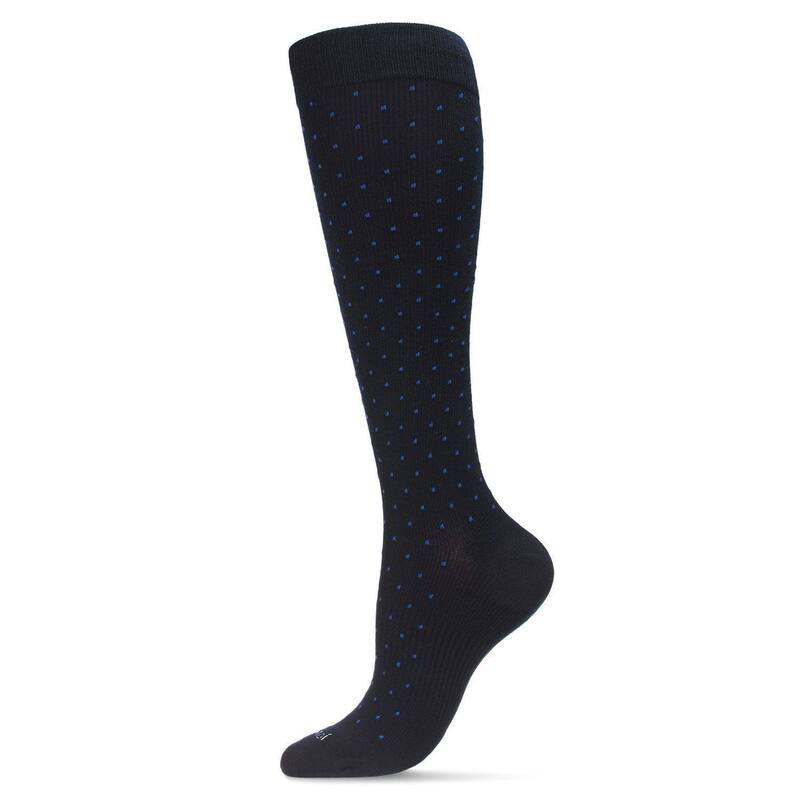 メモイ レディース アンダーお召しもの ソックス 綿織物 MeMoi Women\u0027swiss Dot Cotton Blend 15-20mmhgraduated Compression Socks Navy 米国海軍