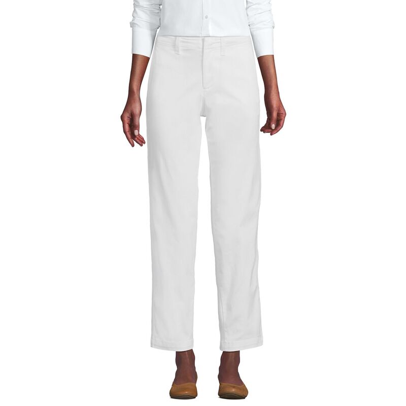 ランズエンド レディース ボトムス カジュアルパンツ ストレート プチ アンクル Petite Lands' End Mid Rise Classic Straight Leg Chino Ankle Pants White ホワイト|ReVida 店
