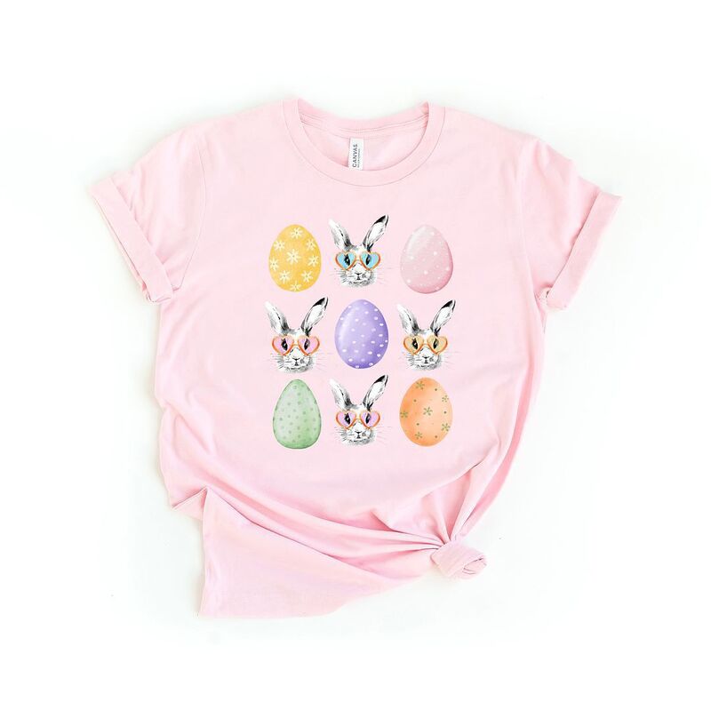 Simply Sage Market レディース トップス Tシャツ グラフィック Simply Sage Market Bunny Egg Easter Chart Short Sleeve Graphic Tee Pink ピンク
