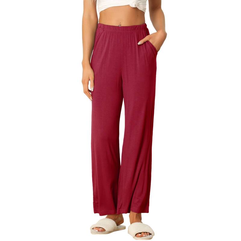 cheibear レディース アンダーウェア ナイトウェア ワイドレッグ ストレート パンツ コットン cheibear Women's Cotton Pajama Bottom Elastic Waist Wide Leg Straight Leg Sleepants Purple Red レッド 8,070円