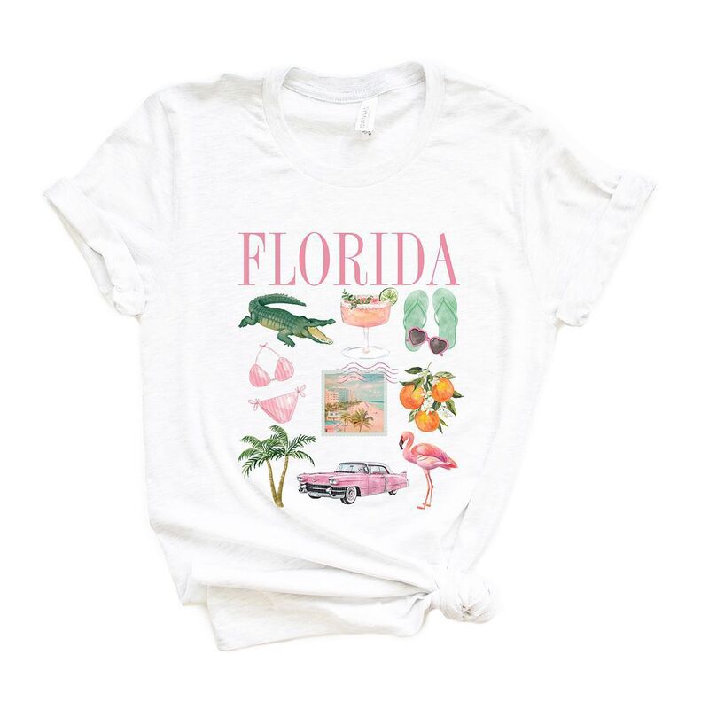 Simply Sage Market レディース トップス Tシャツ グラフィック Simply Sage Market Florida Vacation Collage Short Sleeve Graphic Tee White ホワイト