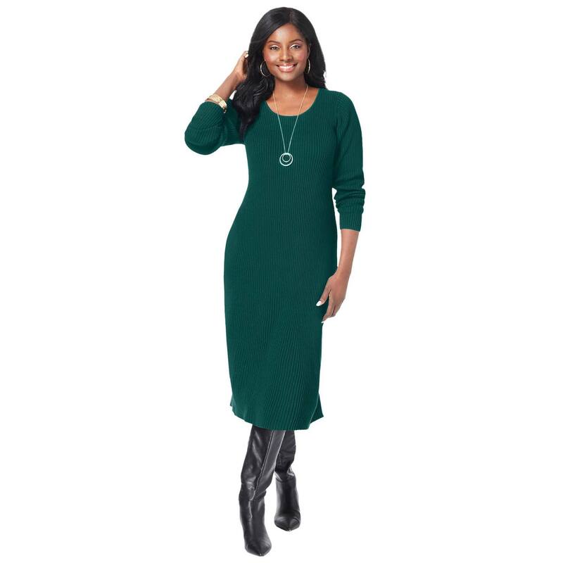 ジェシカロンドン レディース トップス ワンピース プラスサイズ セーター Jessica London Women's Plusize Scoop-Neck Sweater Dress Emerald Green グリーン 16,436円