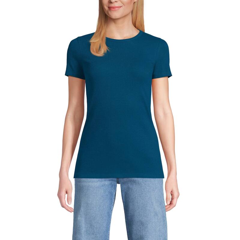 ランズエンド レディース トップス Tシャツ Women's Lands' End Women's Micro Rib Tee Baltic Teal ティール 9,110円