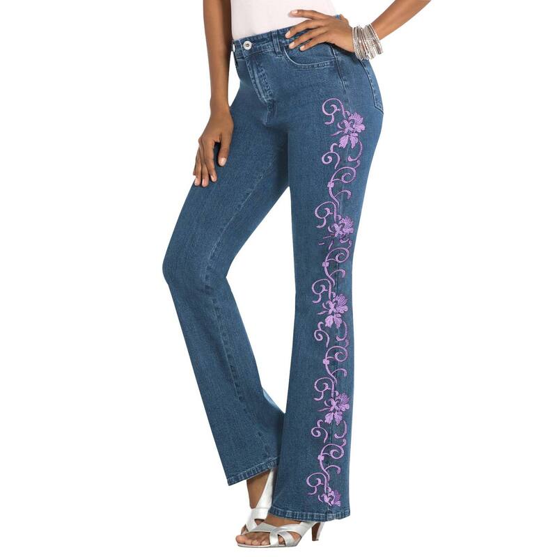 ロアマンズ レディース ボトムス デニムパンツ プラスサイズ Roaman's Women's Plusize Whitney Jean With Invisible Stretch Vintage Lavender Swirl ラベンダー|ReVida 店
