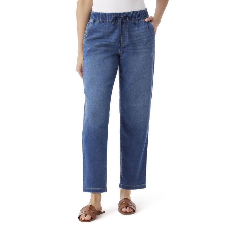グロリアバンデービルト レディース ボトムス デニムパンツ ストレート ニット ジーンズ Women's Gloria Vanderbilt Knitology Anya Drawstring Straight Leg Jeans Comparni Whiskers