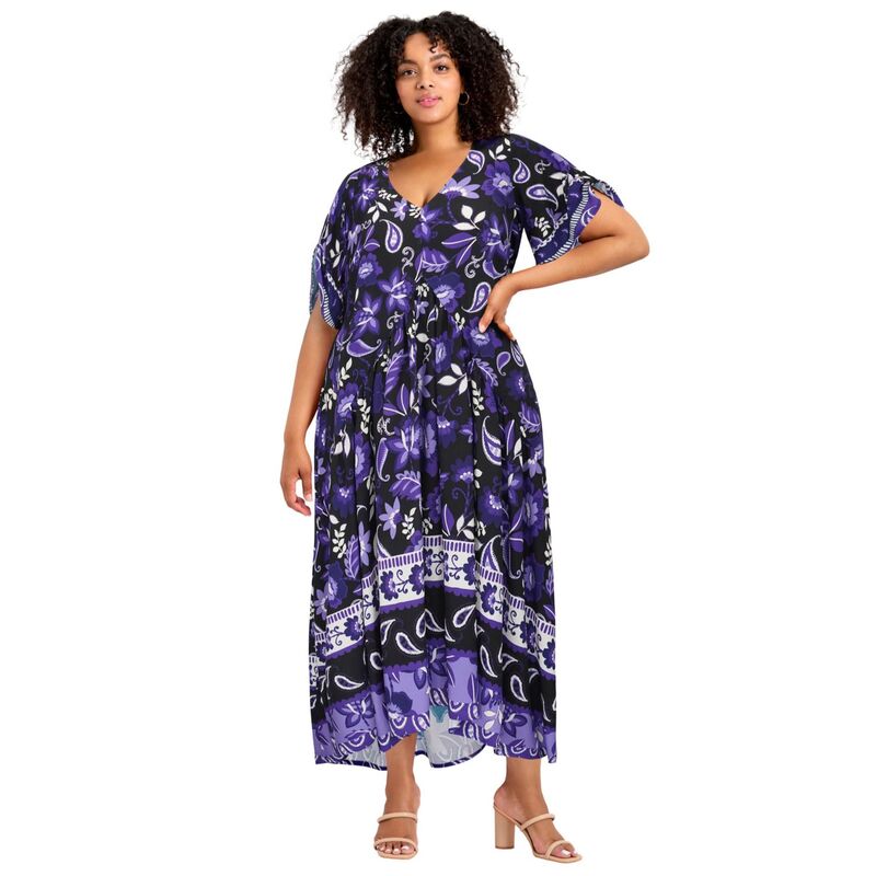 アベニュー レディース トップス ワンピース プラスサイズ Avenue Women's Plusize Val Dress Purple Boho Stripe パープル|ReVida 店