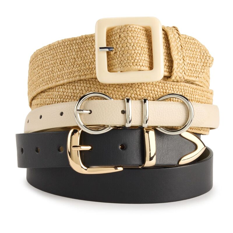 ナインウェスト レディース アクセサリー ベルト Women's Nine West 3-Piece Seasonal Stretch Belt Set Black Taupe ブラック