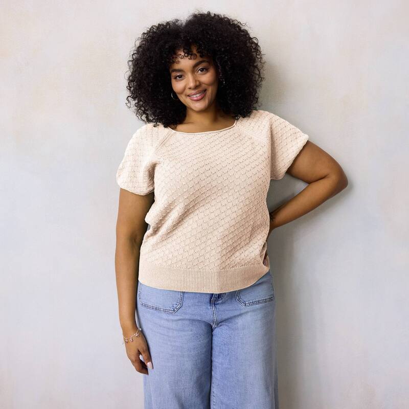 LC Lauren Conrad レディース アウター ニット・セーター プラスサイズ Tシャツ Plusize LC Lauren Conrad Raglan Sweater Tee Cream Silk クリーム