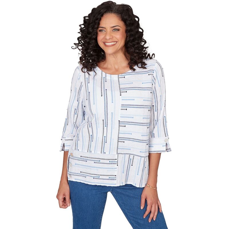 アルフレッド ダナー レディース トップス シャツ Women's Alfredunner Spliced Jacquard Stripe Top Tan Multi タン|ReVida 店