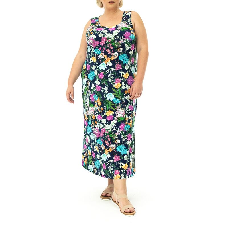 ニナレオナルド レディース トップス ワンピース プラスサイズ プリント マキシ Plusize Nina Leonard Printed Maxi Dress Navy Combo ネイビー