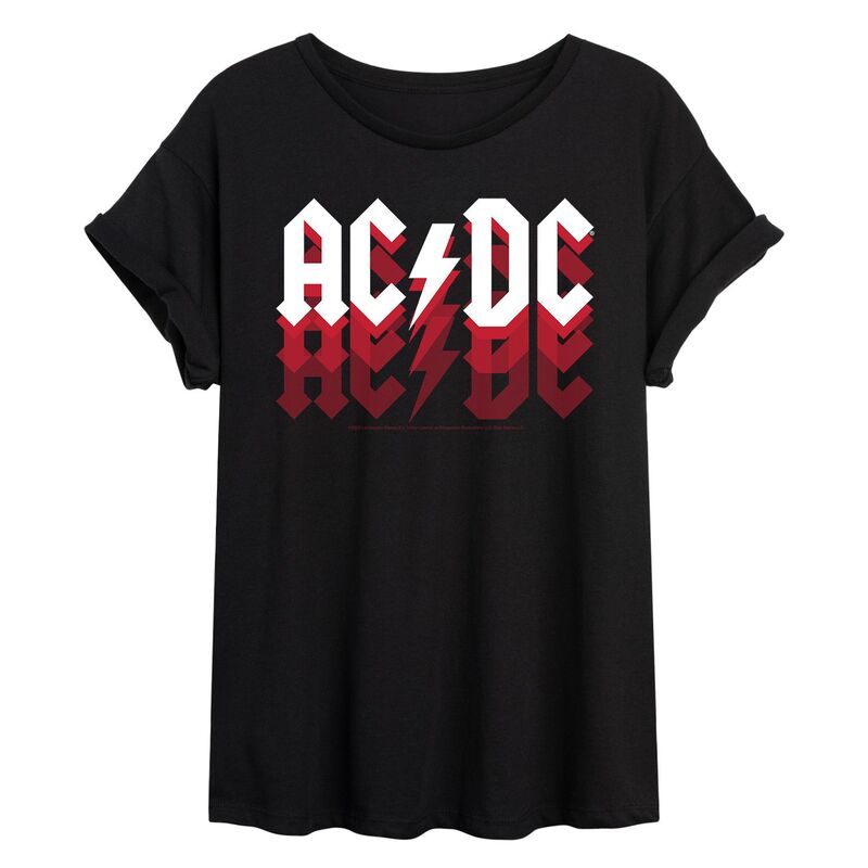 アニメキャラクター レディース トップス Tシャツ ロゴ グラフィック Licensed Character Juniors' AC/DC Logoversized Graphic Tee Black ブラック