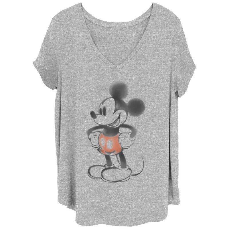 ディズニー レディース トップス Tシャツ プラスサイズ グラフィック Disney Juniors' Plusize Mickey Mouse Watercolor Portrait Graphic Tee Heather Gray グレー