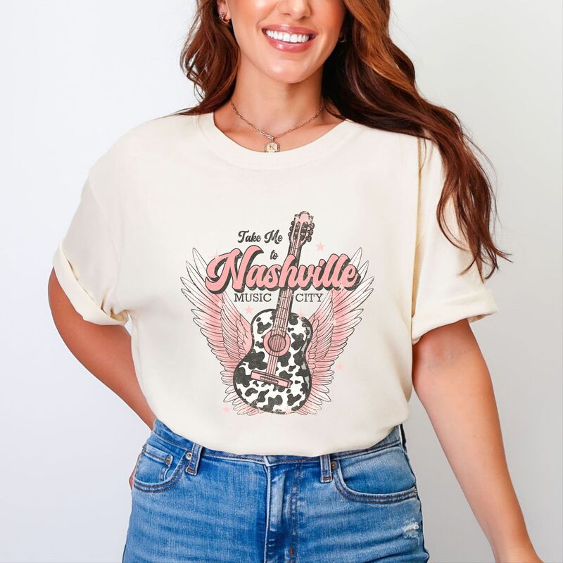 Simply Sage Market レディース トップス ティーシャツ Simply Sage Marketake Me To Nashville Guitar Garment Dyed Tee Ivory 象牙色 トップス-Tシャツ・カットソー