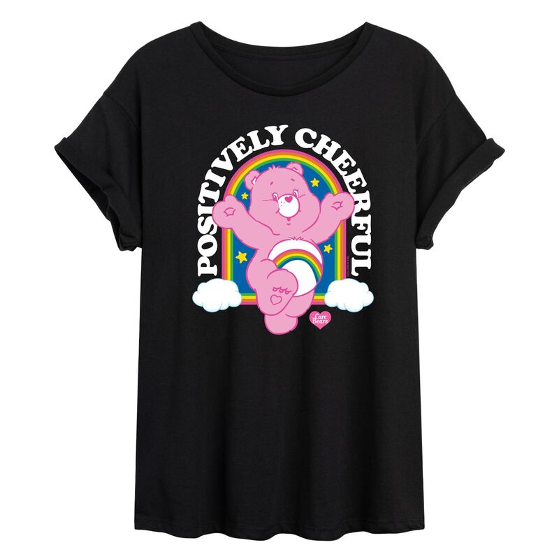 アニメキャラクター レディース トップス Tシャツ グラフィック Licensed Character Juniors' Care Bears Positively Cheerful Oversized Graphic Tee Black ブラック