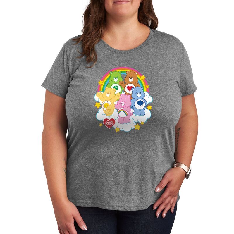 アニメキャラクター レディース トップス Tシャツ プラスサイズ グラフィック Licensed Character Plus Care Bears Group On Clouds Graphic Tee Gray グレー
