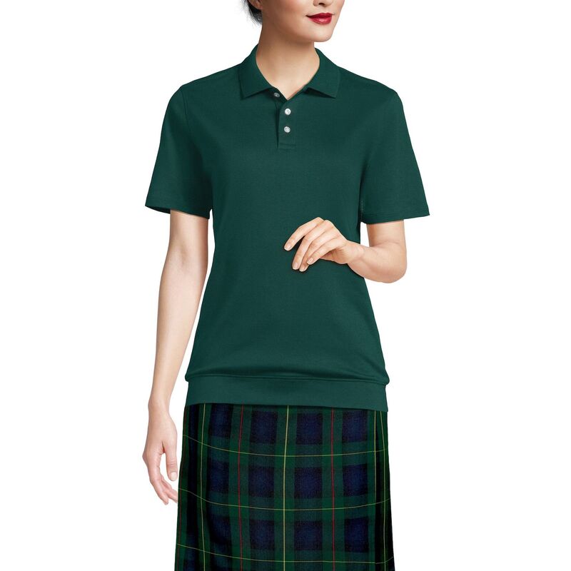 ランズエンド レディース トップス Tシャツ ポロシャツ Women's Lands' End Short Sleeve Banded Bottom Polo Shirt Evergreen