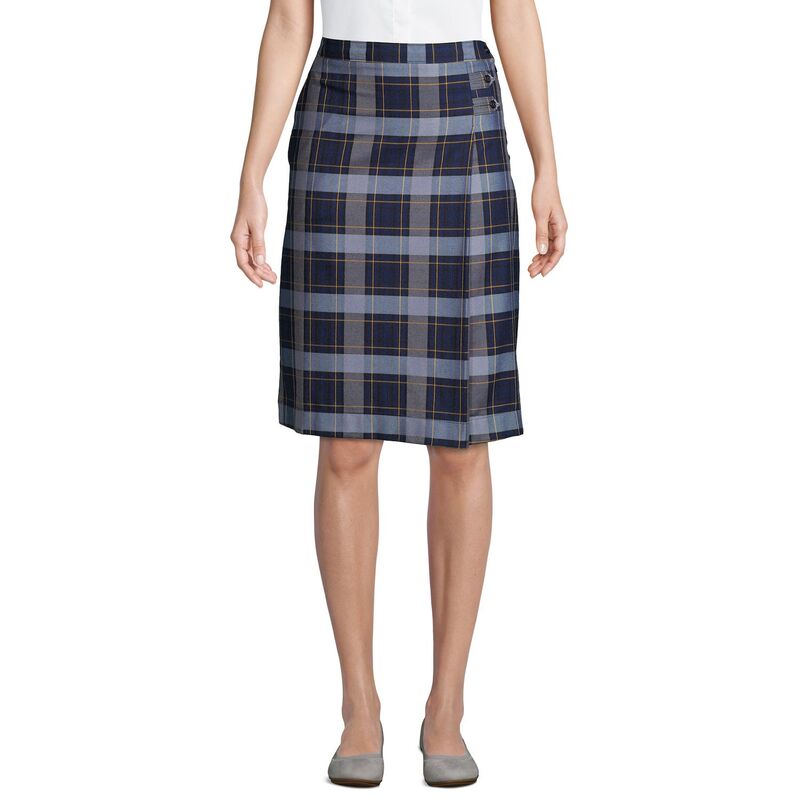 ランズエンド レディース ボトムスカート A ライン Women's Lands' End Plaid Below the Knee A-line Skirt Classic Navy Plaid ネイビー｜ReVida 店