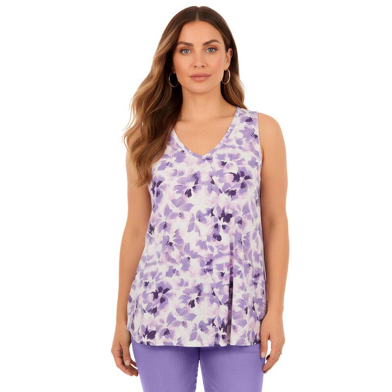 ロアマンズ レディース トップス Tシャツ プラスサイズ コットン Roaman's Women's Plusize Cotton Ultimate Swing Tank Top Vintage Lavender Tie ラベンダー