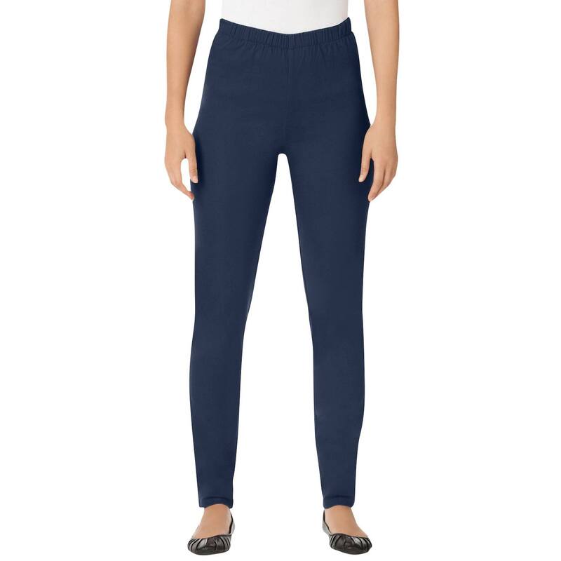 ウーマン ウィズイン レディース ボトムス カジュアルパンツ プラスサイズ デニム ジーンズ Woman Within Plusize Pull-On Elastic-Waistretch Fineline Denim Jeans Navy ネイビー|ReVida 店