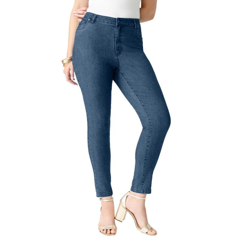 ロアマンズ レディース ボトムス デニムパンツ プラスサイズ Roaman's Women's Plusize Classic Stretch Slim Jean Medium Stonewash