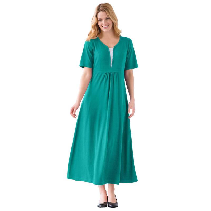 ウーマン ウィズイン レディース トップス ワンピース プラスサイズ エンパイア ニット Woman Within Plusize Layered Knit Empire Dress Waterfall