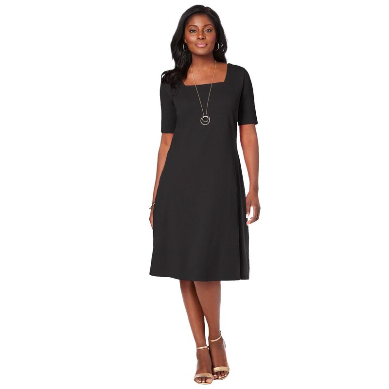 ジェシカロンドン レディース トップス ワンピース プラスサイズ ミディ コットン Jessica London Women's Plusize Stretch Cotton Square Neck Midi Dress Black ブラック 8,861円