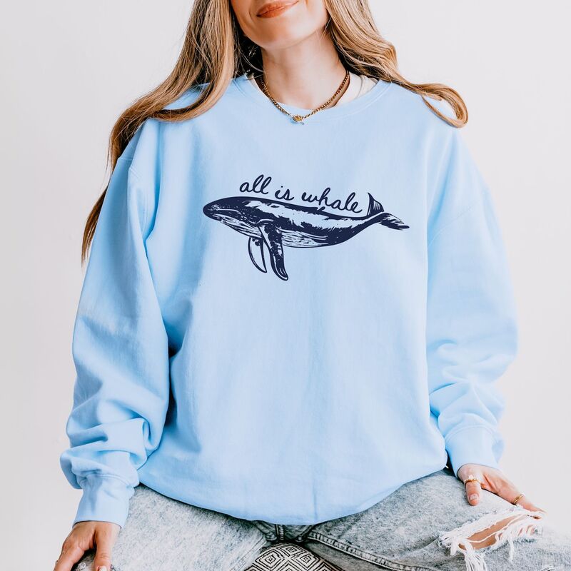 Simply Sage Market レディース トップス Tシャツ スウェット Simply Sage Market All Is Whale Sketched - Women\u0027s Lightweight Garment Dyed Sweatshirt Hydrangea Tシャツ・カットソー-トップス-レディースファッション