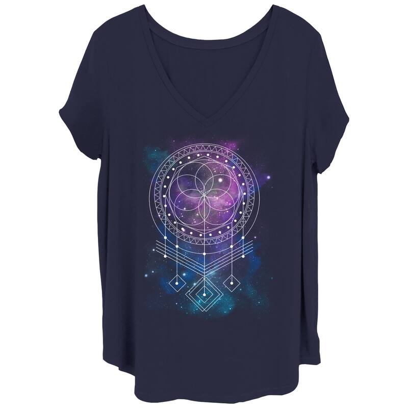 アンブランデッド レディース トップス Tシャツ プラスサイズ Unbranded Juniors' Plusize Dream Catcher Watercolor Tee Navy ネイビー