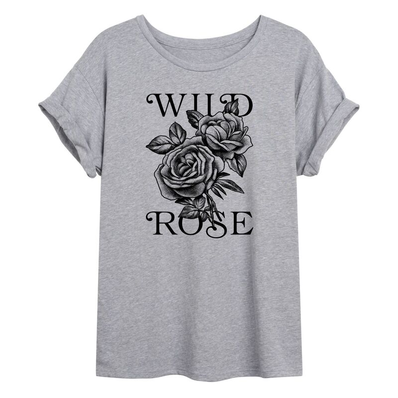 アニメキャラクター レディース トップス Tシャツ グラフィック Licensed Character Juniors' Wild Rose Oversized Graphic Tee Gray グレー