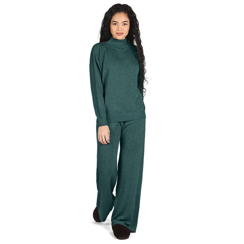 メモイ レディース アンダーウェア ナイトウェア タートルネック パンツ セーター ニット MeMoi Women's Turtleneck Sweater and Knit Pants Lounge Set Dark Teal Heather ヘザー 28,350円