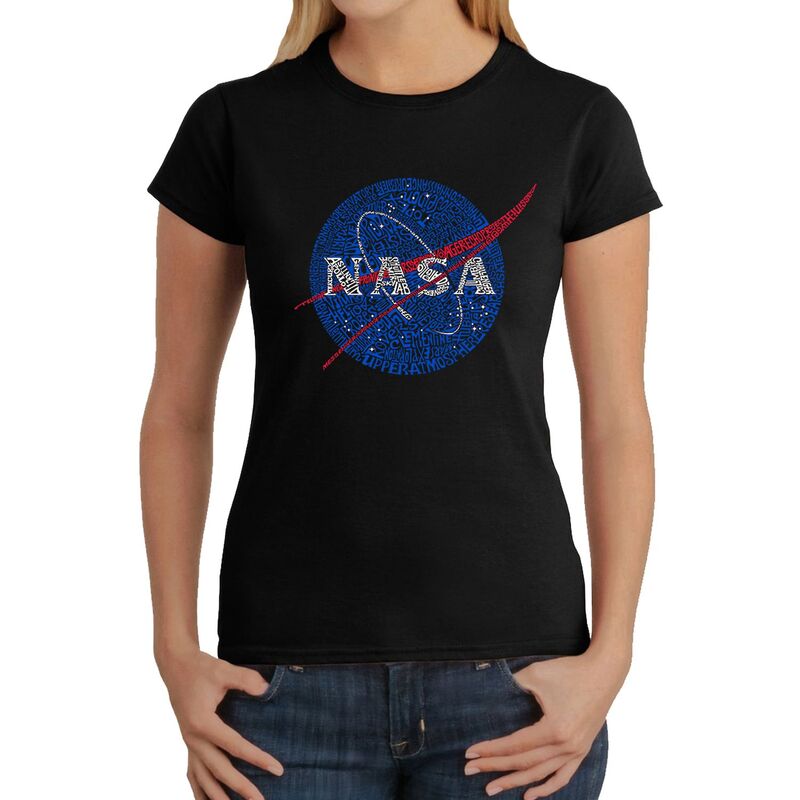 エルエーポップアート レディース トップス Tシャツ LA Pop Art NASA's Most Notable MissionsWomen's Word Art-Shirt Black ブラック