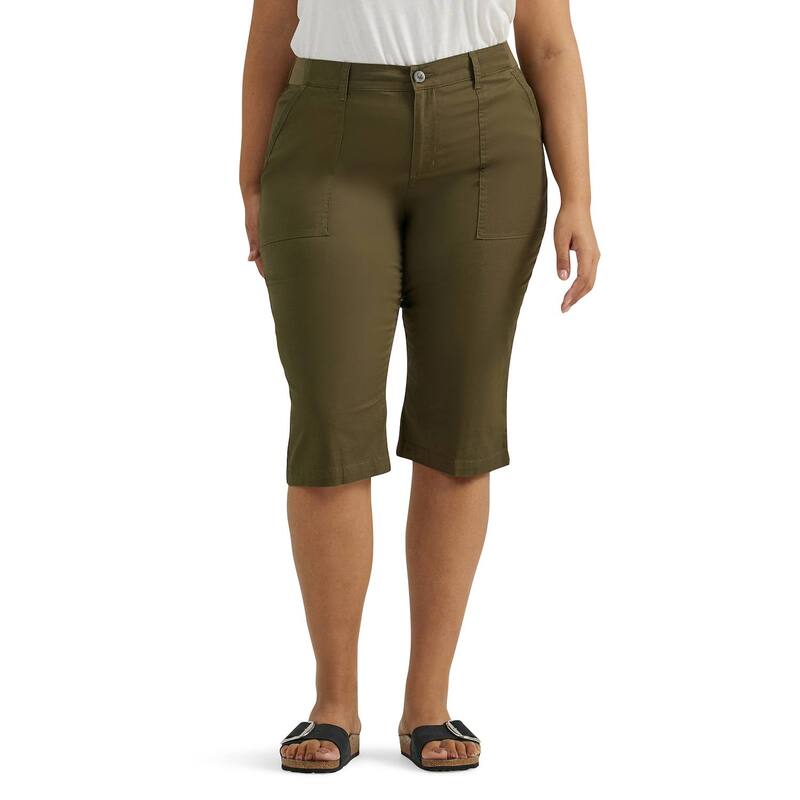 リー レディース ボトムス カジュアルパンツ プラスサイズ Plusize Lee FLEX TO GO Utility Skimmer Pants Olive Night オリーブ｜ReVida 店