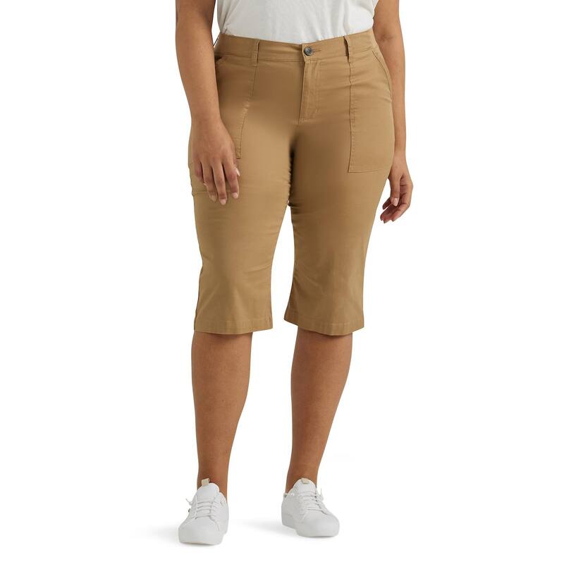 リー レディース ボトムス カジュアルパンツ プラスサイズ Plusize Lee FLEX TO GO Utility Skimmer Pantsettler Tan タン｜ReVida 店
