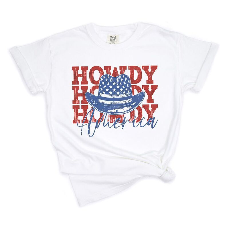 Simply Sage Market レディース トップス ティーシャツ Simply Sage Market Howdy America Garment Dyed Tees White 白いこと トップス-レディースファッション-Tシャツ・カットソー