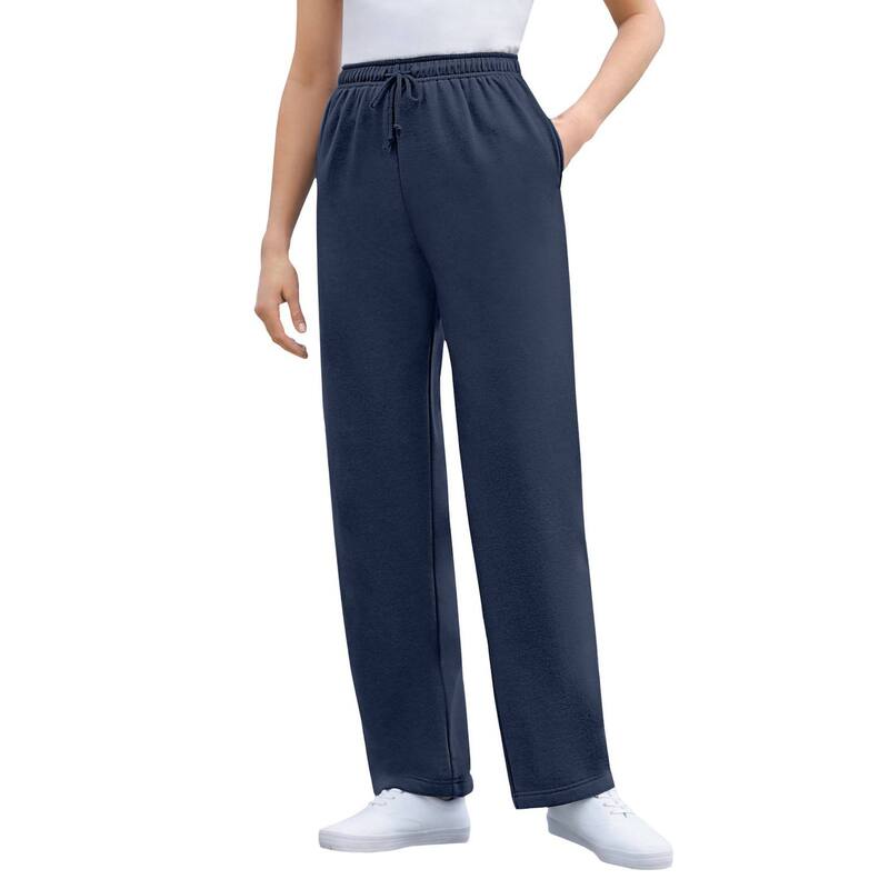 ウーマン ウィズイン レディース ボトムス カジュアルパンツ プラスサイズ スウェットパンツ フリース Woman Within Plusize Better-Fleece Pull-On Drawstring Sweatpants Navy ネイビー｜ReVida 店