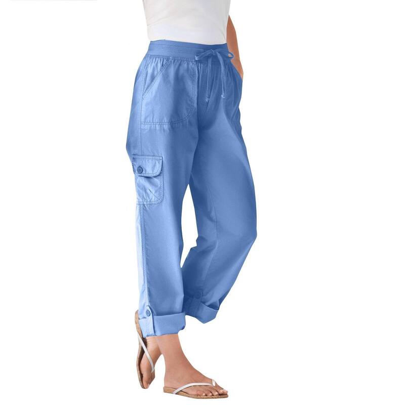 ウーマン ウィズイン レディース ボトムス カジュアルパンツ カーゴパンツ プラスサイズ キャップ Woman Within Plusize Convertiblength Cargo Pant/Capri French Blue ブルー