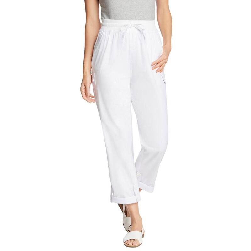 ウーマン ウィズイン レディース ボトムス カジュアルパンツ カーゴパンツ プラスサイズ キャップ Woman Within Plusize Convertiblength Cargo Pant/Capri White ホワイト