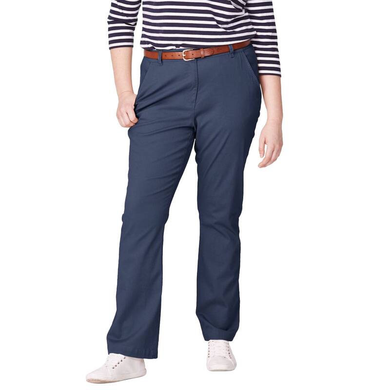 Ellos レディース ボトムス 心地好いズボン下 ブーツとり捨てる つけ加える大きさ ブーツ ellos Plusize Stretchino Mid-Rise Classic Bootcut Pants Navy 米国海軍